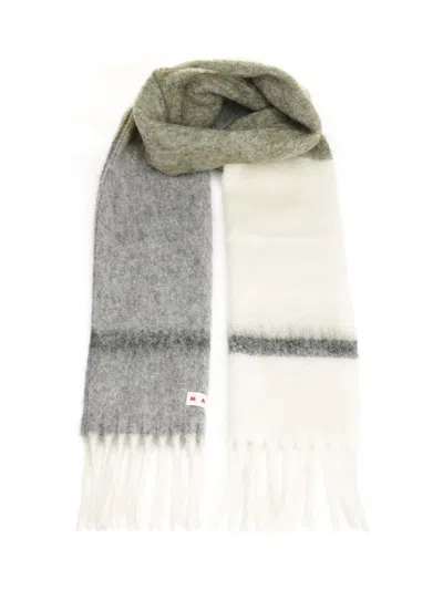 Marni Striped Alpaca Scarf Scarves And Foulards Grey In Multi