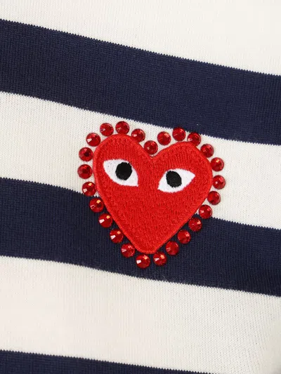 Comme Des Garçons Play T-shirt Rhinestone Red Heart