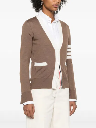 Thom Browne V-neck Cardigan In Brown