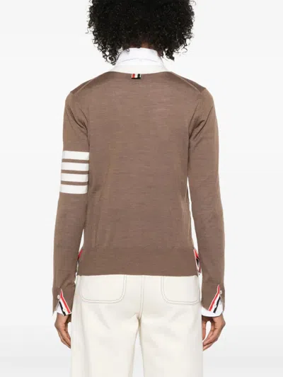 Thom Browne V-neck Cardigan In Brown