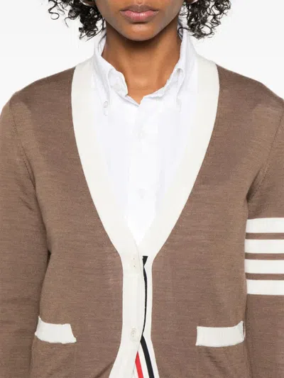 Thom Browne V-neck Cardigan In Brown