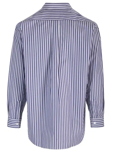 Comme Des Garçons Shirt Striped Shirt With Pocket Classic White In Blue