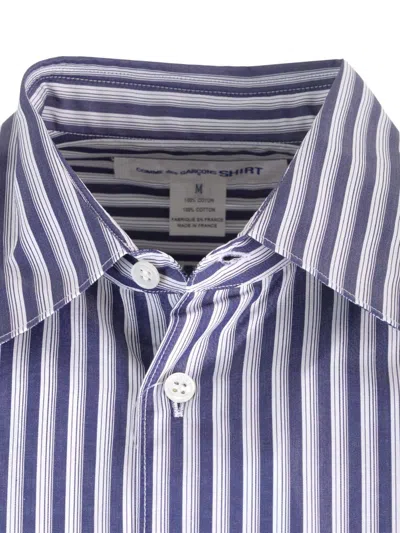 Comme Des Garçons Shirt Striped Shirt With Pocket Classic White In Blue