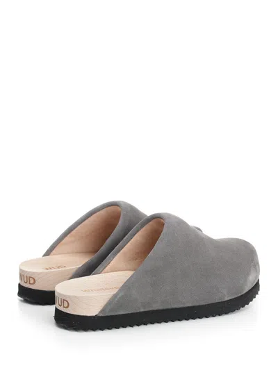 Wud Suede Clogs Sandals Grey
