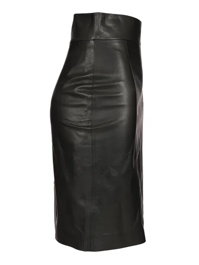 Tagliatore Suede Midi Skirt Skirts Black