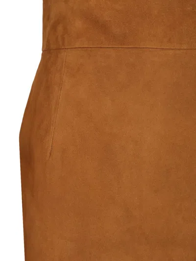 Tagliatore Suede Midi Skirt Skirts Brown