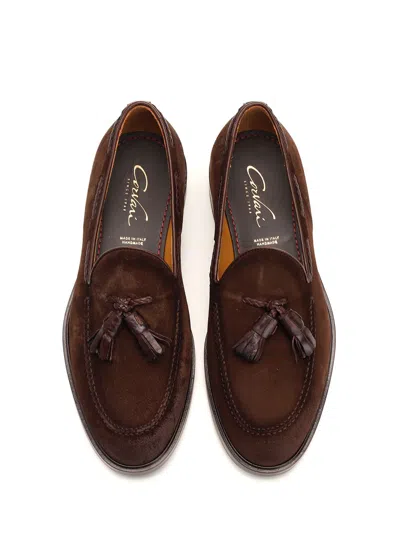 Corvari Suede Moccasin Loafers Brown