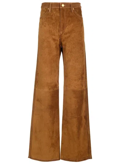 Golden Goose Journey Leather Pant Straight Clothing In Brown