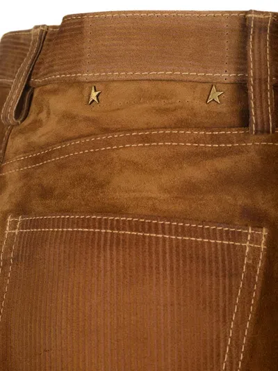 Golden Goose Journey Leather Pant Straight Clothing In Brown