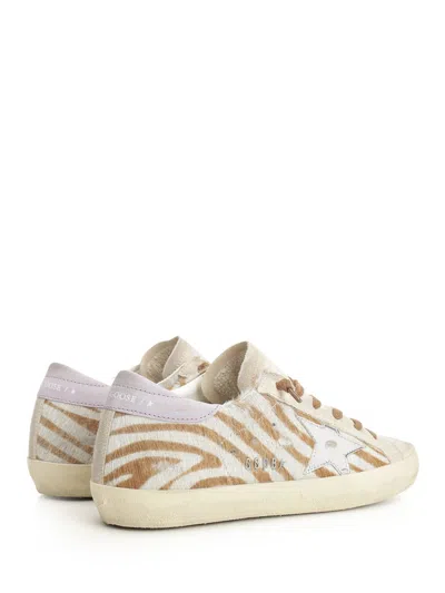 Golden Goose Super-star Zebra Horsy Upper Suede Toe And Heel Laminated Star Sneakers Multicolor In Neutral