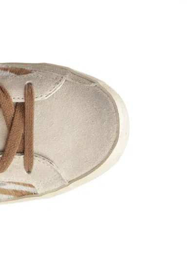 Golden Goose Super-star Zebra Horsy Upper Suede Toe And Heel Laminated Star Sneakers Multicolor In Neutral