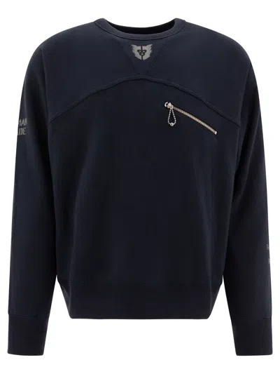Human Made Sweatshirt With Functional Zipper Pocket In Blue
