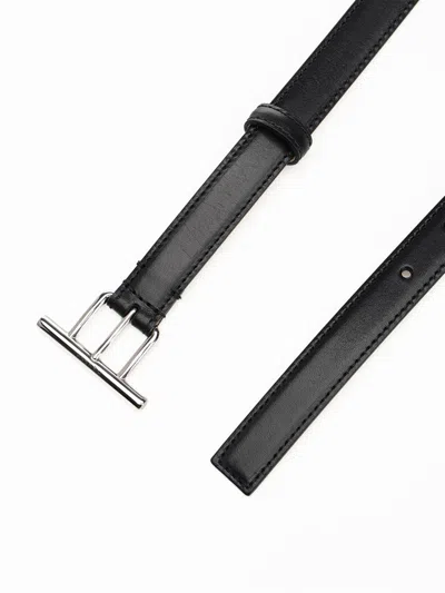Alexander Mcqueen Silvertone Cross-bar Leather Wide Sling Belt