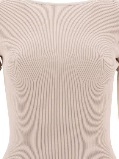 Sportmax Layered Chenille Crewneck Sweater With Detachable Sleeves In Neutral