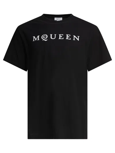 Alexander Mcqueen Logo Print Crewneck T-shirt In Black