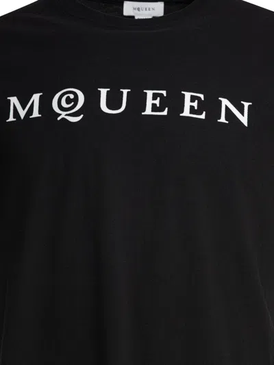 Alexander Mcqueen Logo Print Crewneck T-shirt In Black