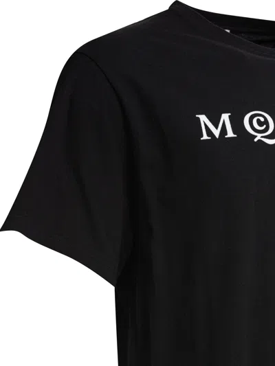 Alexander Mcqueen Logo Print Crewneck T-shirt In Black