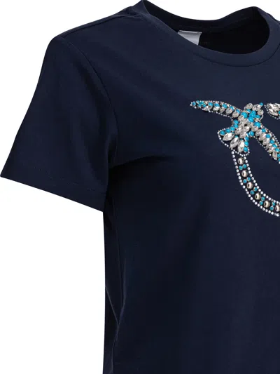Pinko Love Birds-embroidered T-shirt In Blue