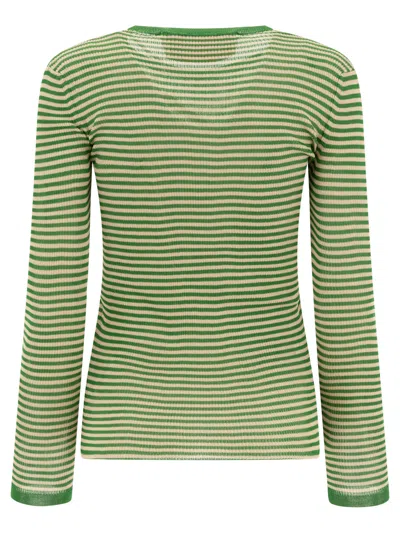 Valentino Striped Silk Knit Long-sleeve Sweater