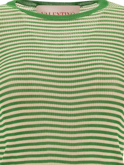 Valentino Striped Silk Knit Long-sleeve Sweater