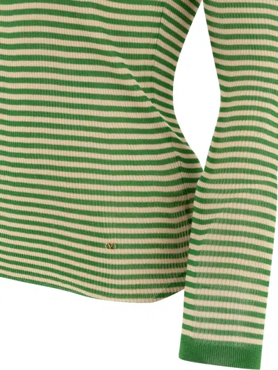 Valentino Striped Silk Knit Long-sleeve Sweater