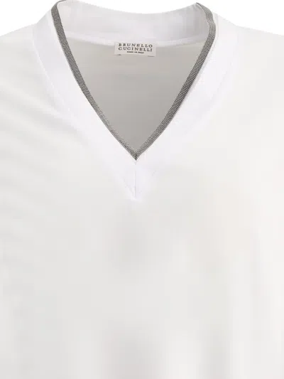 Brunello Cucinelli Classic White V-neck T-shirt