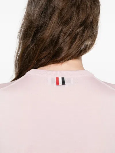Thom Browne Crew Neck Striped Sleeve Tank Top In Pink