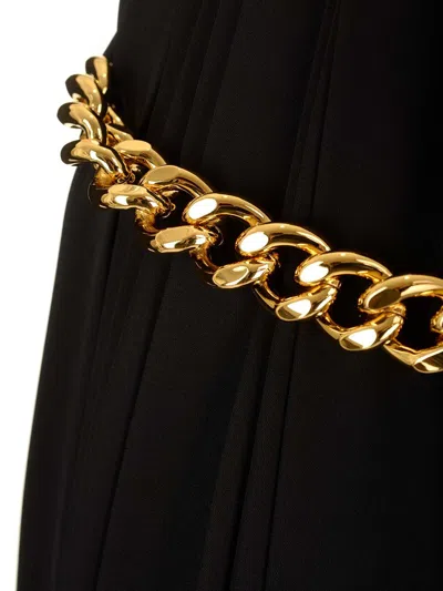 Balenciaga Black Long Pleaded Skirt With Belt In Tech Fabric Woman