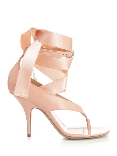 Ferragamo Leather Leliu 95 Thong Sandals With Bow Detail In Pink