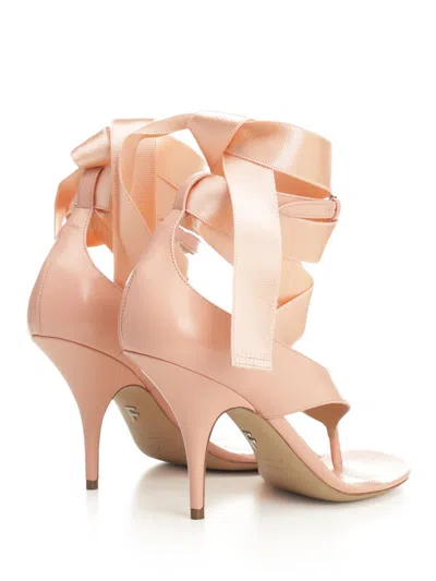 Ferragamo Leather Leliu 95 Thong Sandals With Bow Detail In Pink
