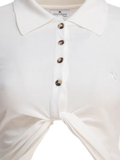 Courrèges Collared Neck Knotted Front Long Sleeves