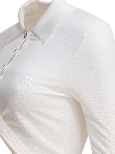 Courrèges Collared Neck Knotted Front Long Sleeves