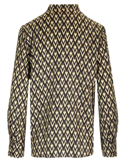 Valentino Toute La V Twill Shirt Shirts Multicolor In Black