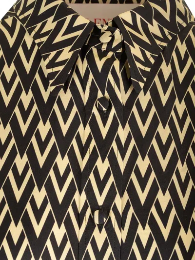 Valentino Toute La V Twill Shirt Shirts Multicolor In Black
