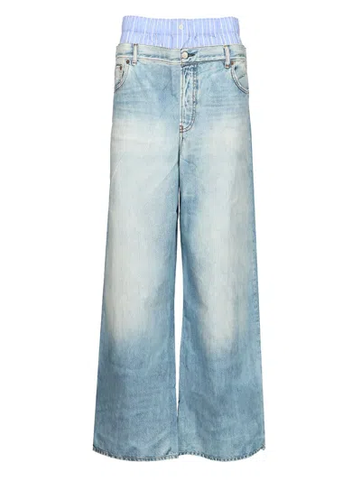 Acne Studios Trompe-loeil Print Trousers In Blue