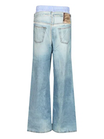 Acne Studios Trompe-loeil Print Trousers In Blue