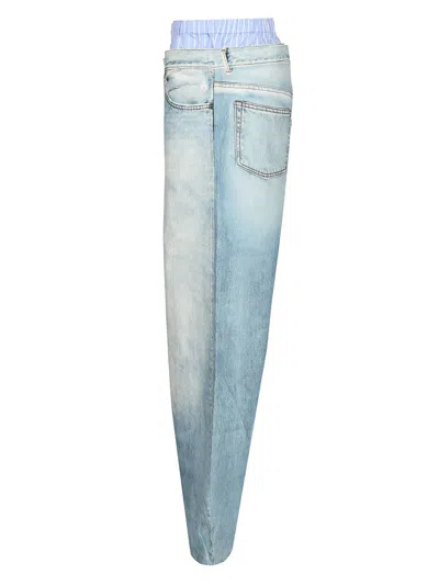 Acne Studios Trompe-loeil Print Trousers In Blue