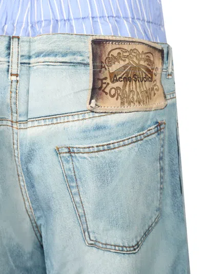 Acne Studios Trompe-loeil Print Trousers In Blue