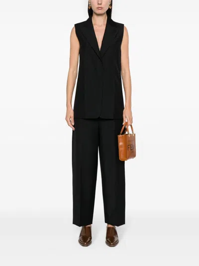 Fendi Women Wool Trousers In Black