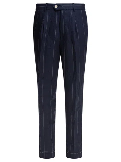 Brunello Cucinelli Pinstriped Tailored Pants In Blue