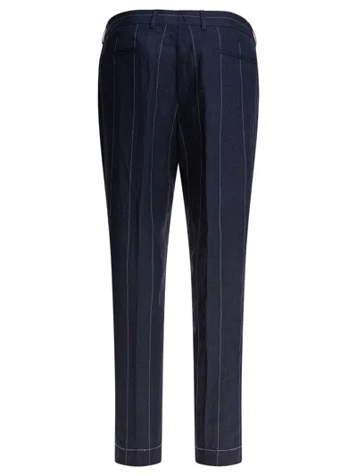 Brunello Cucinelli Pinstriped Tailored Pants In Blue