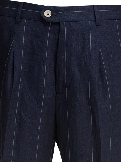 Brunello Cucinelli Pinstriped Tailored Pants In Blue