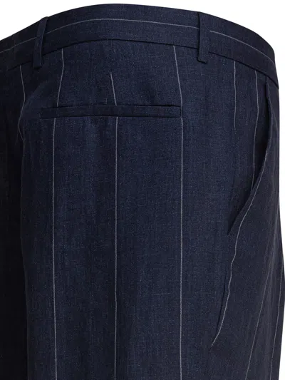 Brunello Cucinelli Pinstriped Tailored Pants In Blue