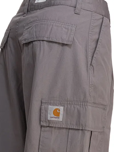Carhartt Logo-patch Cargo Pants In Gray