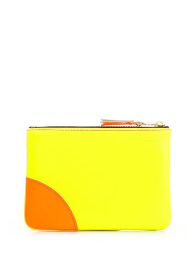 Comme Des Garçons Two-tone Leather Coin Purse Wallets Multicolor In Pink