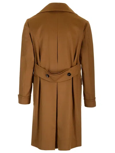 Guarinucci Ulster Tobacco Coat In Virgin Wool And Cashmere Coats Brown