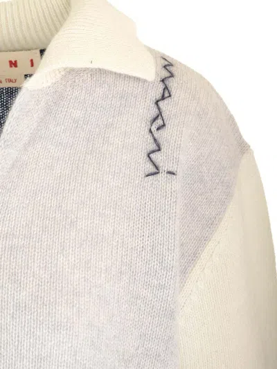 Marni V Neck Sweater Polo Shirt Grey In Neutral