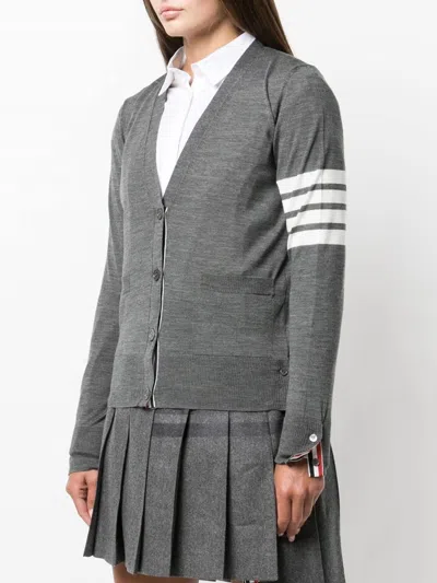 Thom Browne Wool Relaxed 4-bar Cardigan In Gray