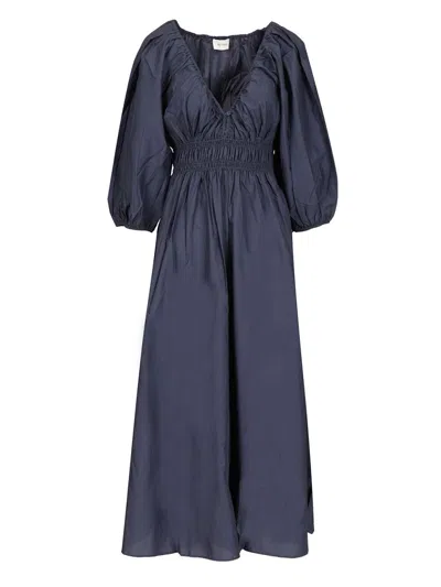 Matteau Shirred Plunge Button Dress Dresses Blue In Blue