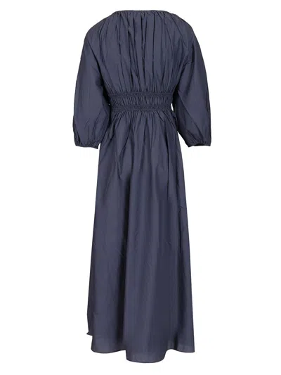 Matteau Shirred Plunge Button Dress Dresses Blue In Blue